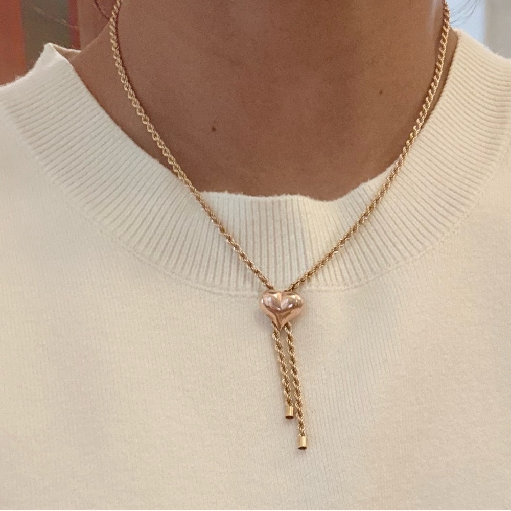 10K Gold BOLERO HEART Rope Necklace - Picture 3 of 4